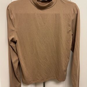 Tan Long Sleeve Turtleneck Top